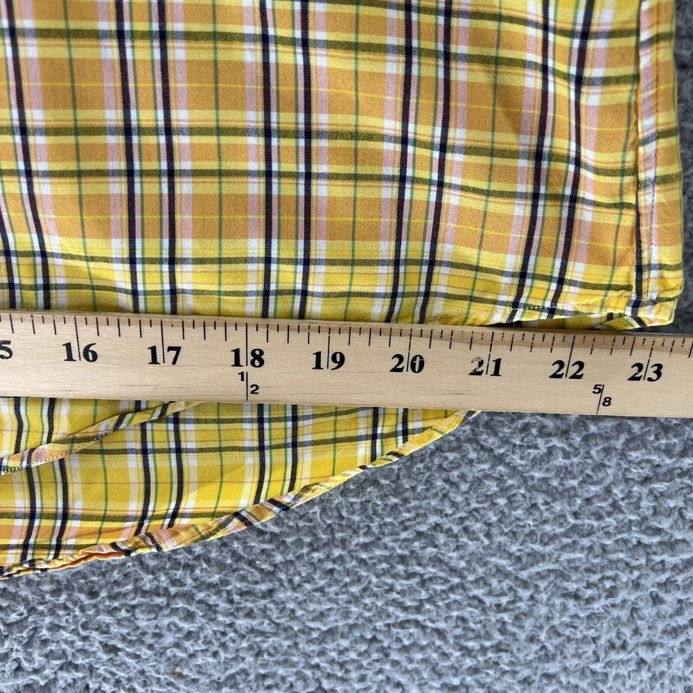 Polo Ralph Lauren Mens Yellow Plaid Custom Fit Button Down Shirt Large Cotton